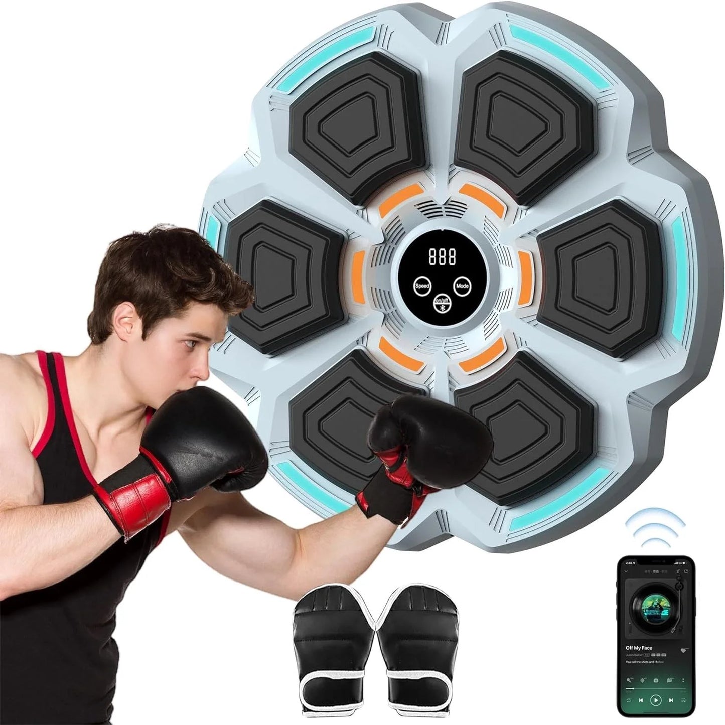 Music Boxing Machine Bluetooth Wall Mounted Smart Boxing Training Punching Equipment with Gloves for Adults Home Indoor Gym