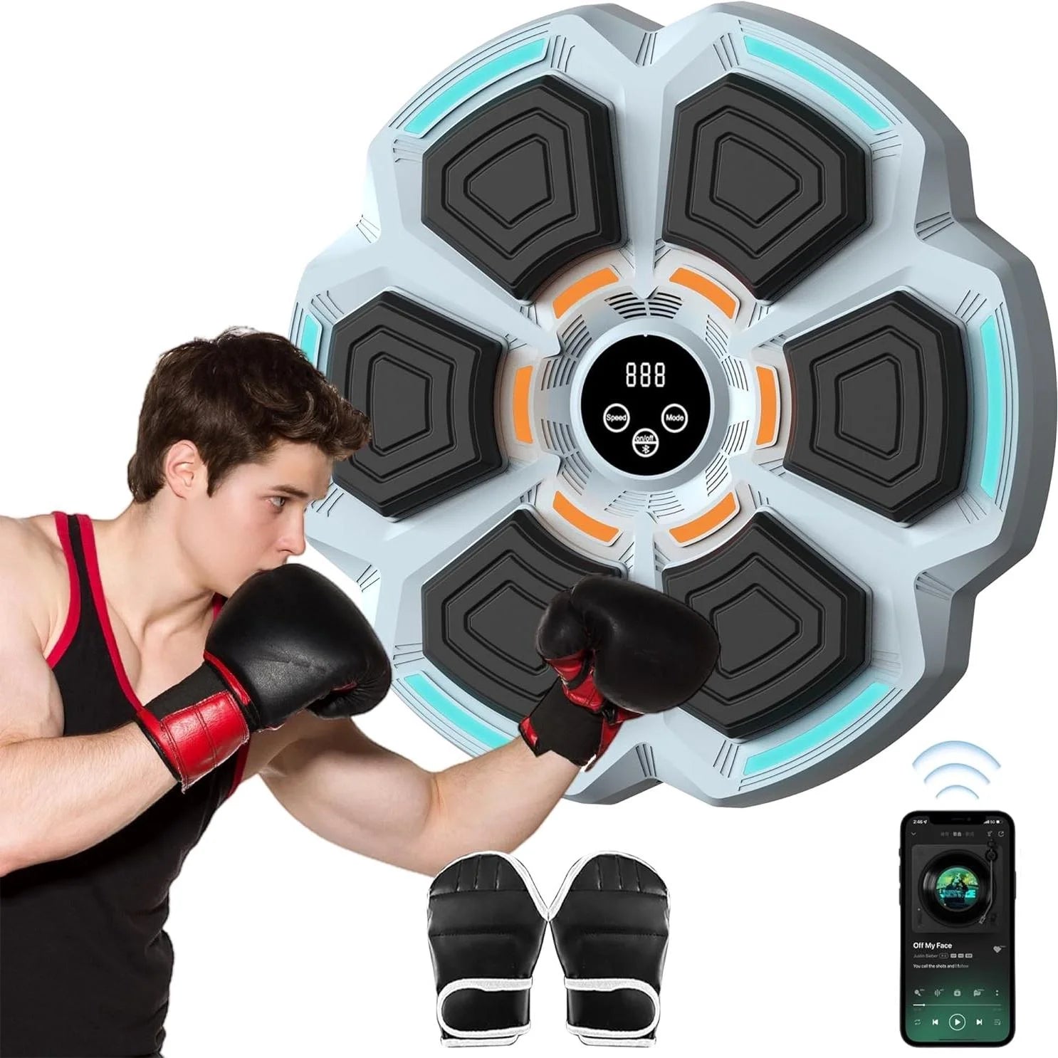 Music Boxing Machine Bluetooth Wall Mounted Smart Boxing Training Punching Equipment with Gloves for Adults Home Indoor Gym