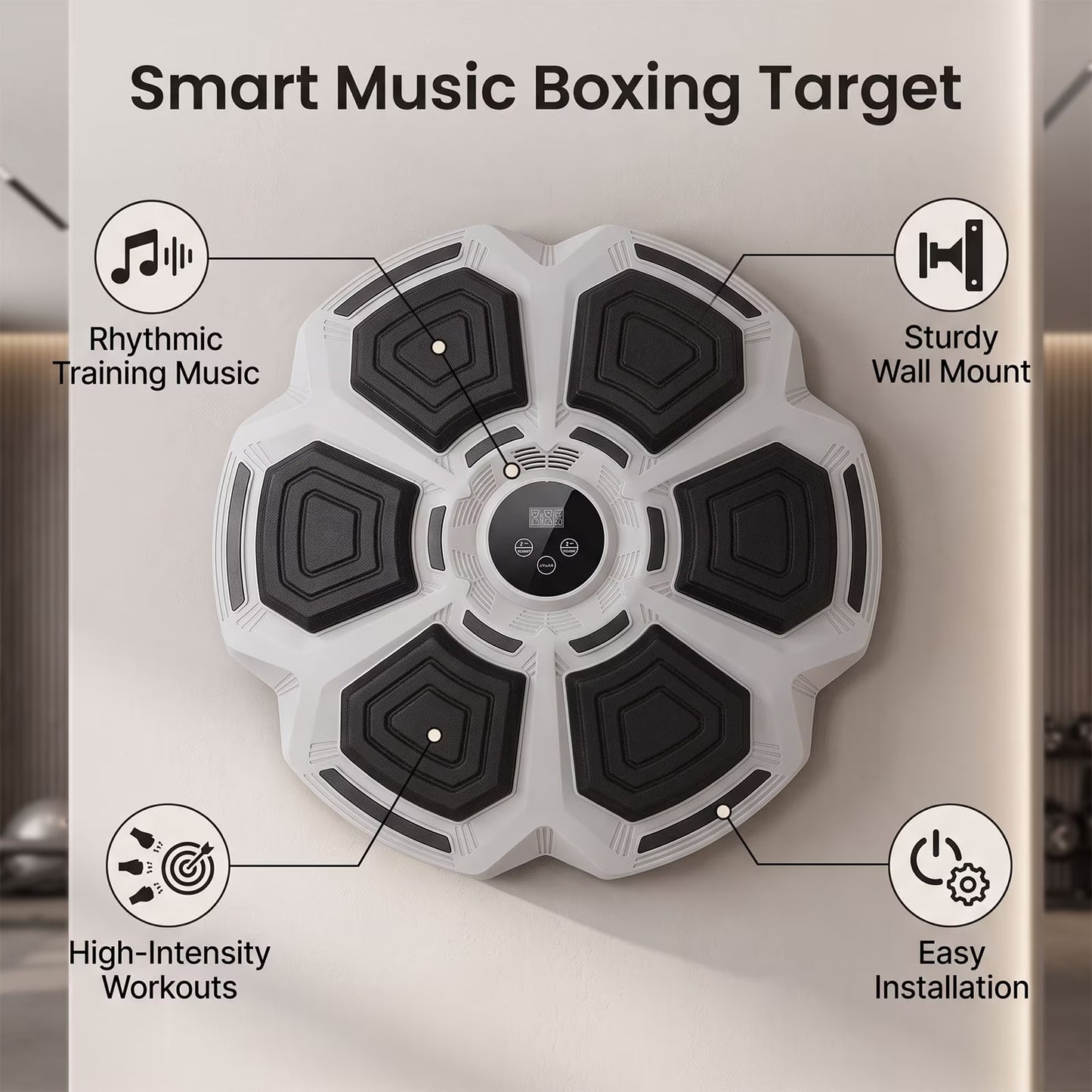 Music Boxing Machine Bluetooth Wall Mounted Smart Boxing Training Punching Equipment with Gloves for Adults Home Indoor Gym