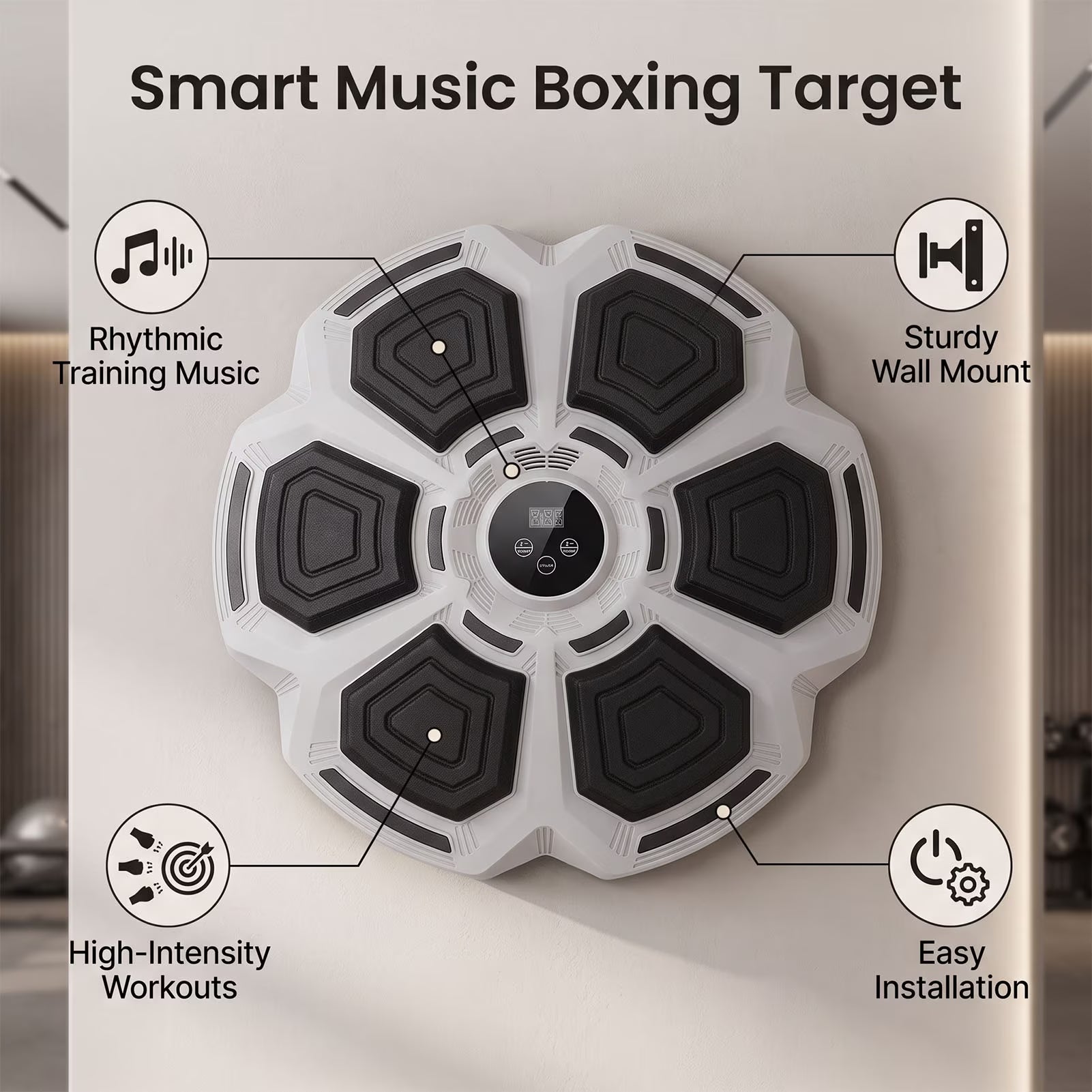 Music Boxing Machine Bluetooth Wall Mounted Smart Boxing Training Punching Equipment with Gloves for Adults Home Indoor Gym